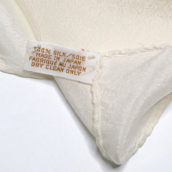 Vintage Monique Martin Silk Cream Neck Scarf Made in Japan Clean Girl Minimalist - Picture 6 of 8